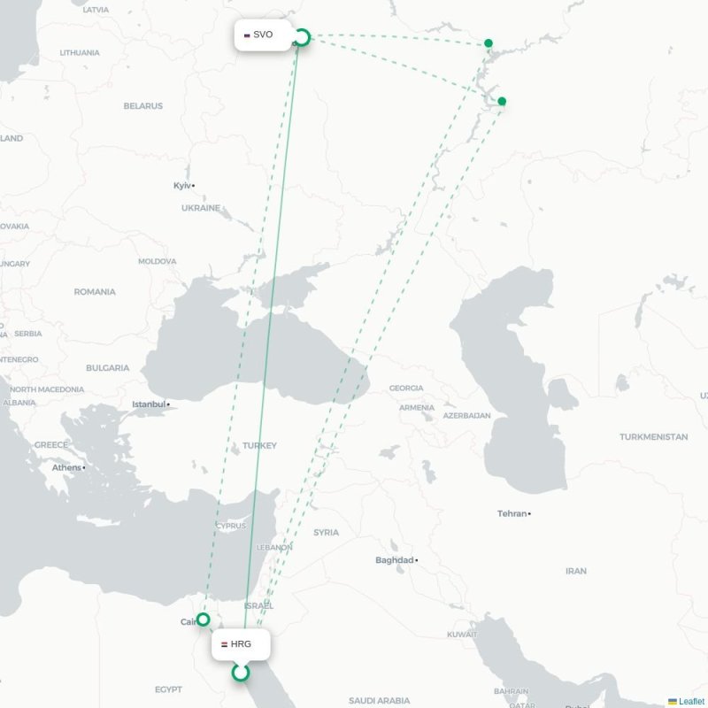 HRG - SVO route map