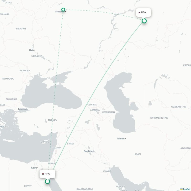 HRG - UFA route map