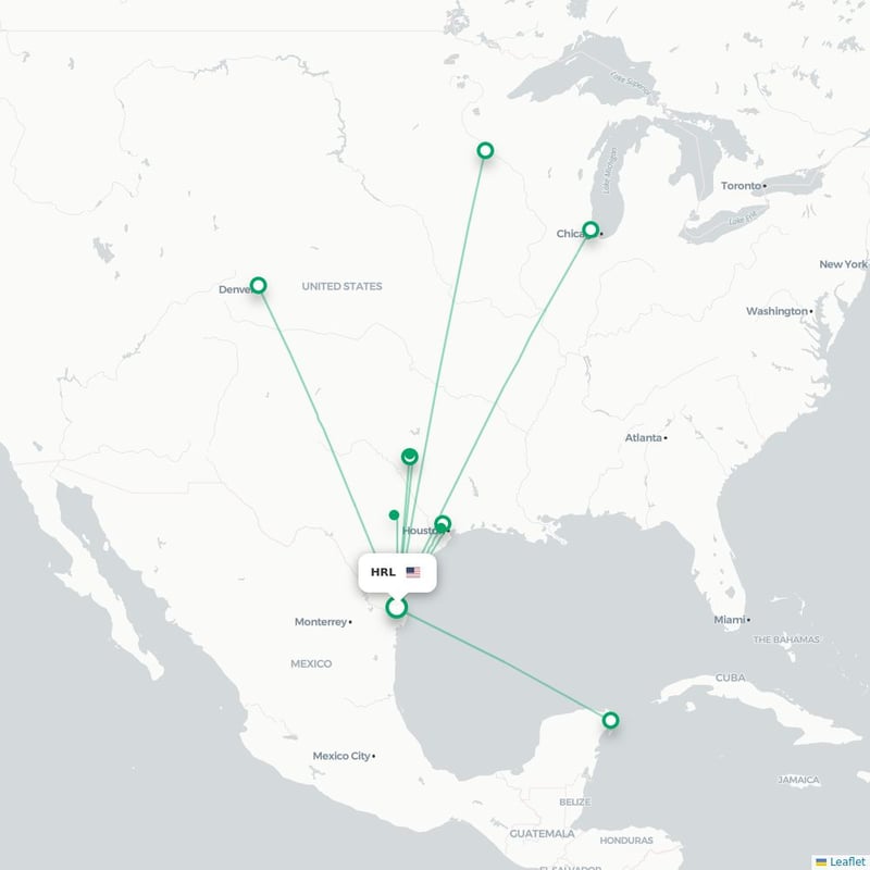 Route map Harlingen  HRL airport