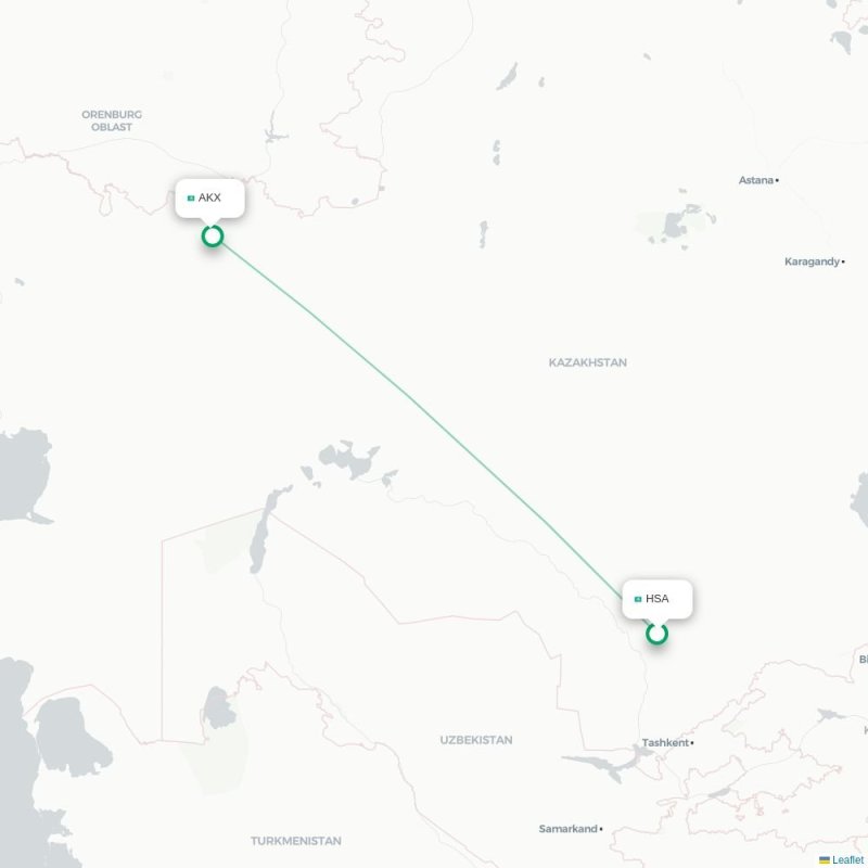 HSA - AKX route map