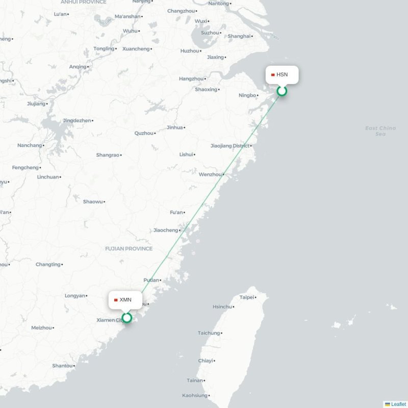 HSN - XMN route map