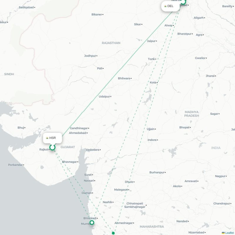 HSR - DEL route map