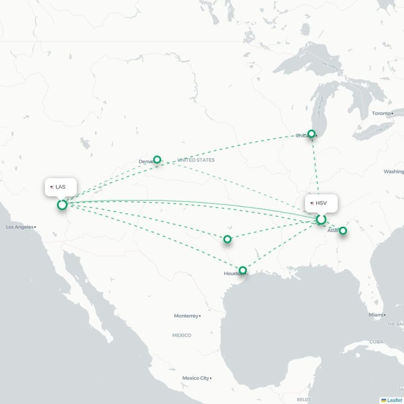HSV - LAS route map