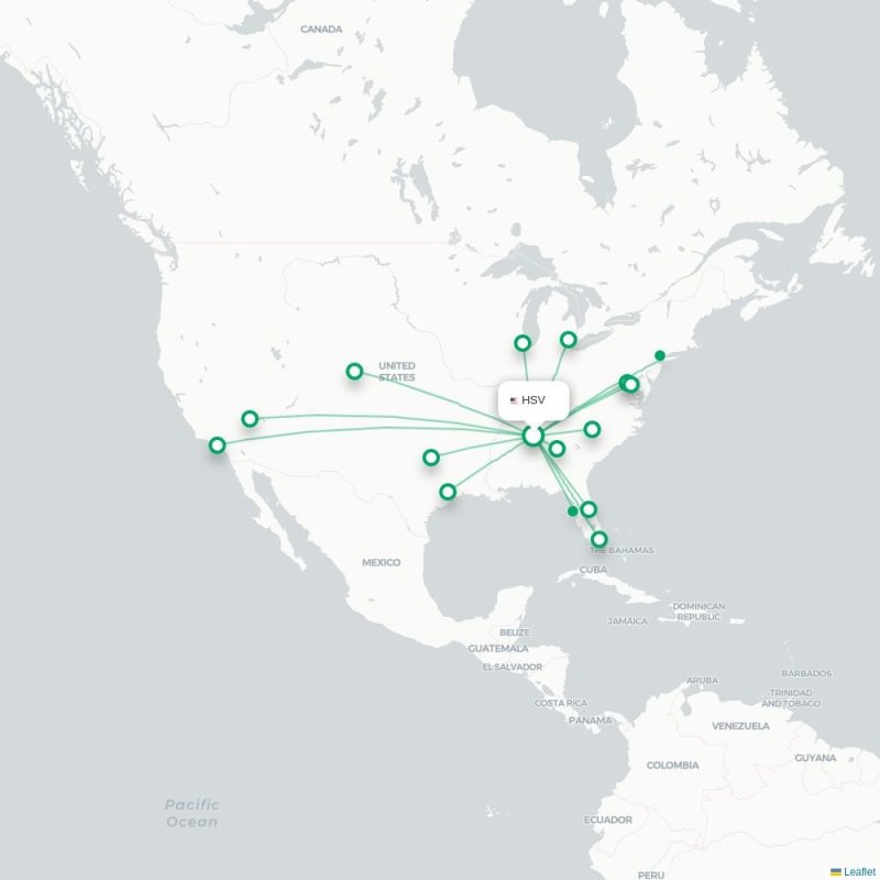 HSV - ORD route map