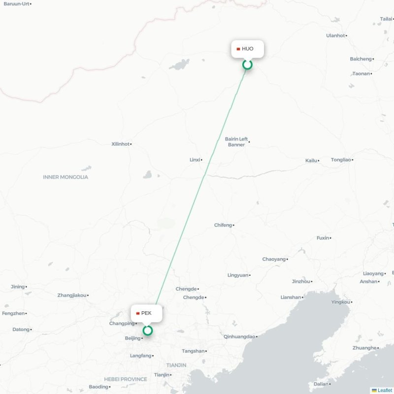 HUO - PEK route map