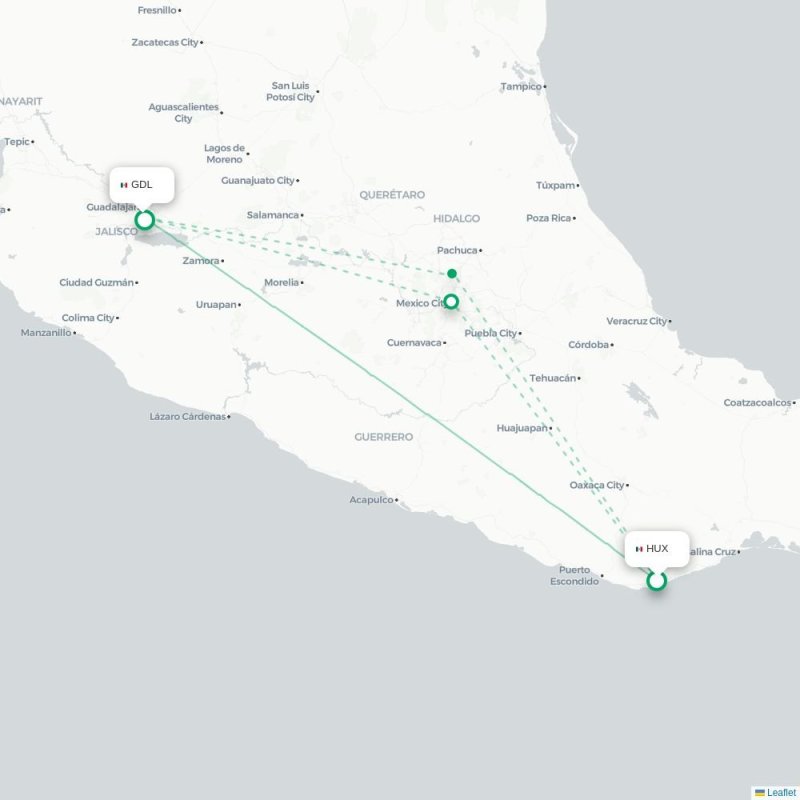 HUX - GDL route map