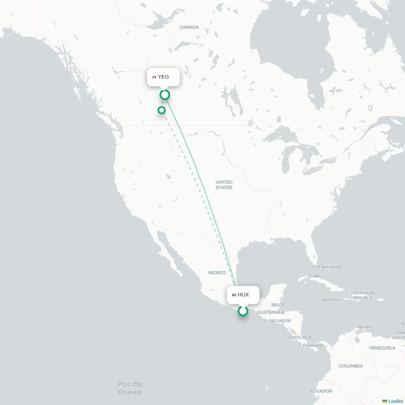 HUX - YEG route map