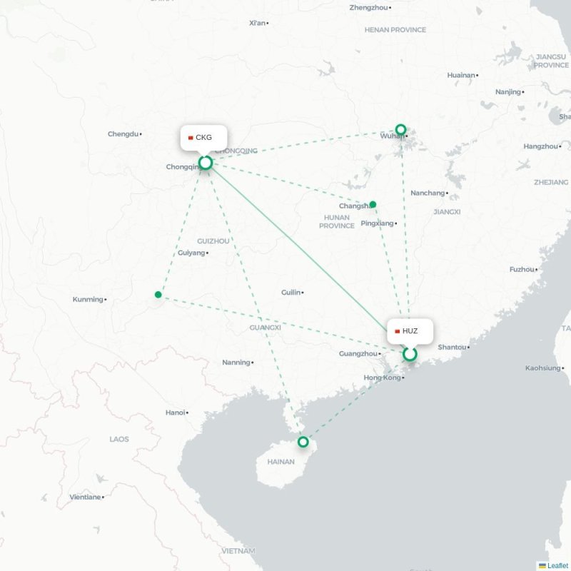 HUZ - CKG route map