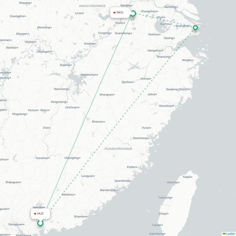 HUZ - NKG route map