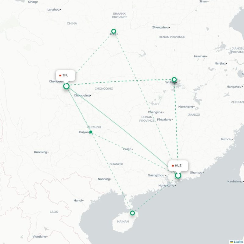 HUZ - TFU route map