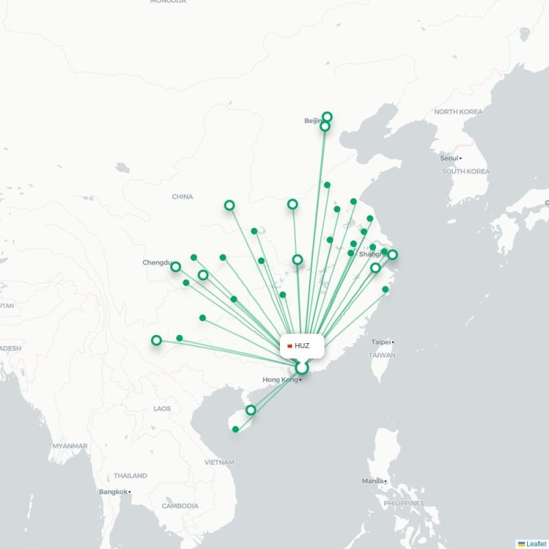 HUZ - DXJ route map