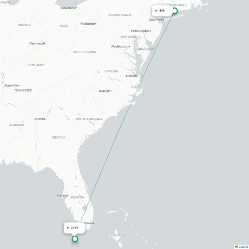 HVN - EYW route map