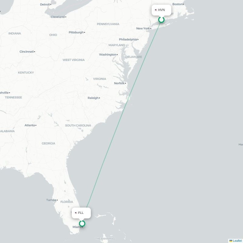 HVN - FLL route map
