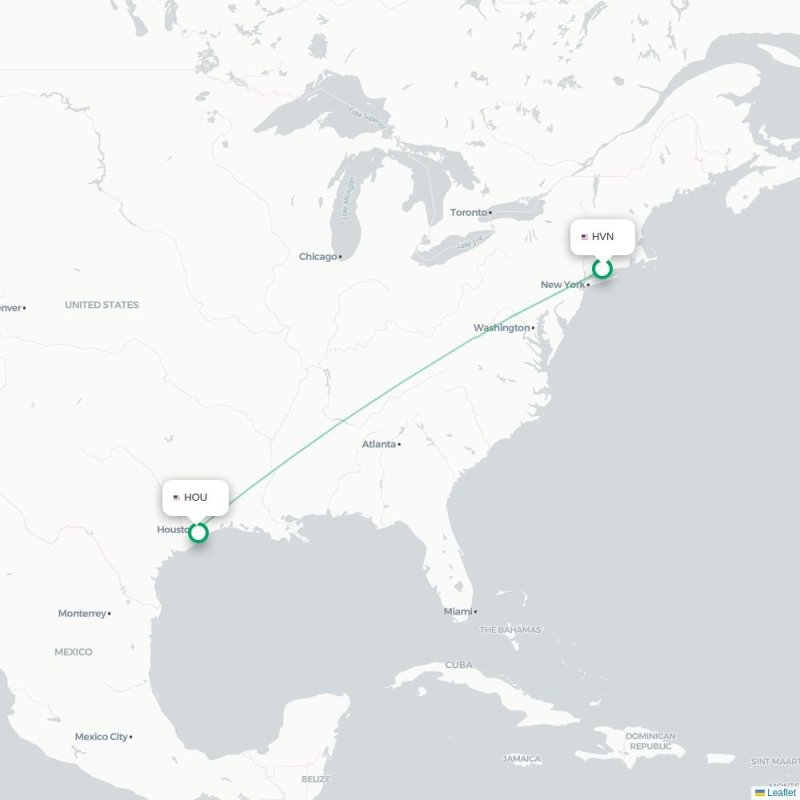 HVN - HOU route map