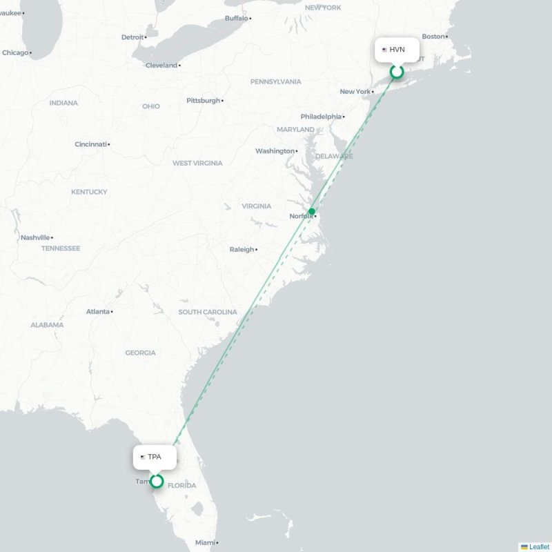 HVN - TPA route map