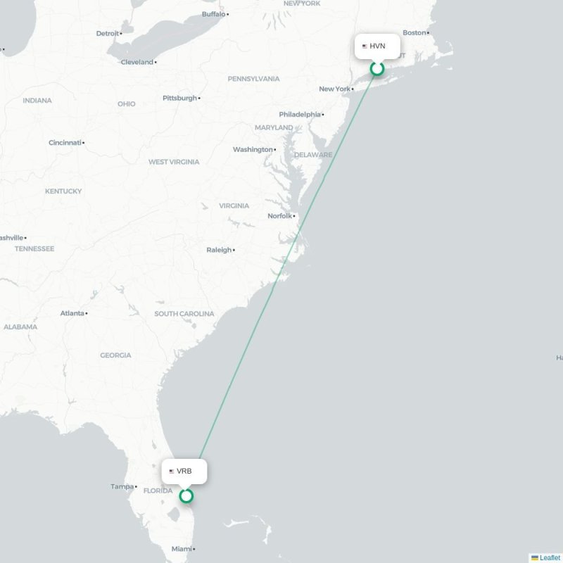 HVN - VRB route map