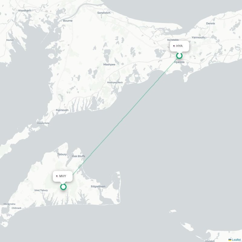 HYA - MVY route map