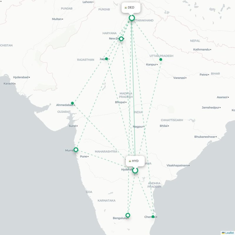 HYD - DED route map
