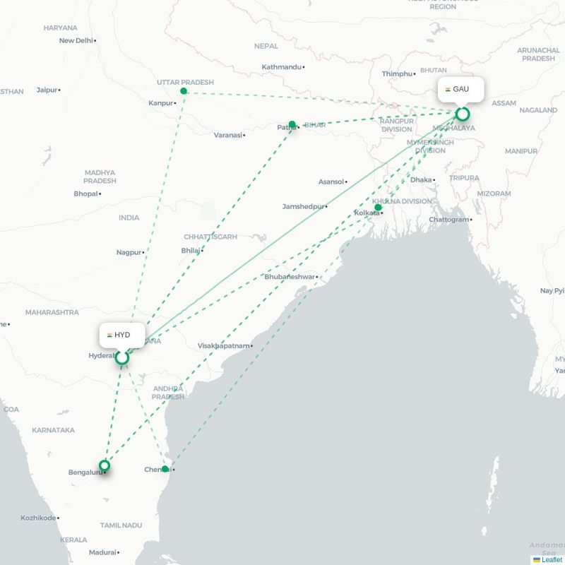 HYD - GAU route map