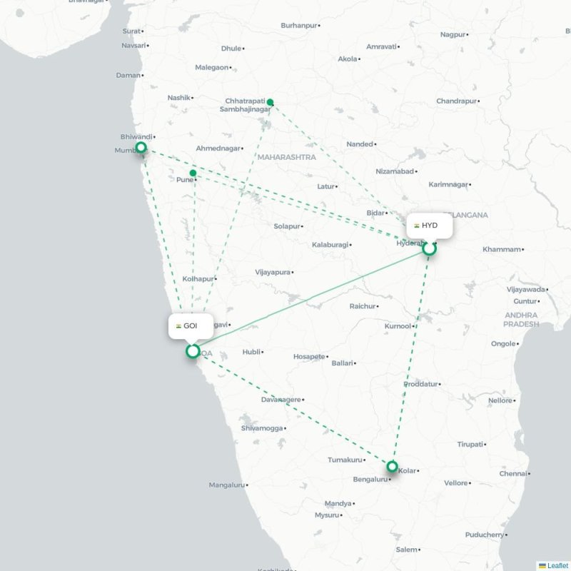 HYD - GOI route map