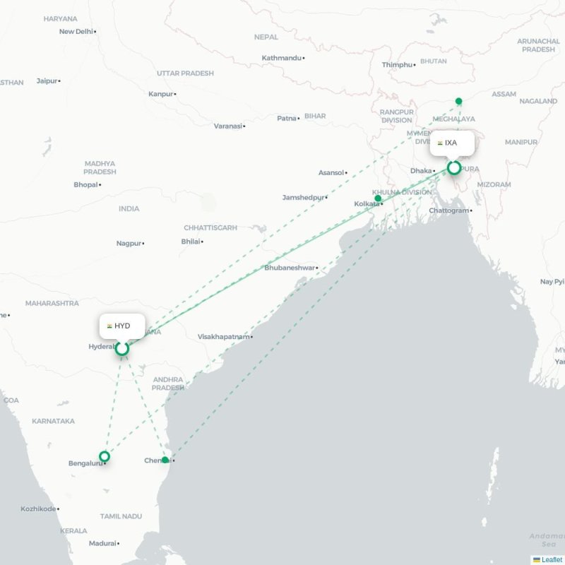 HYD - IXA route map