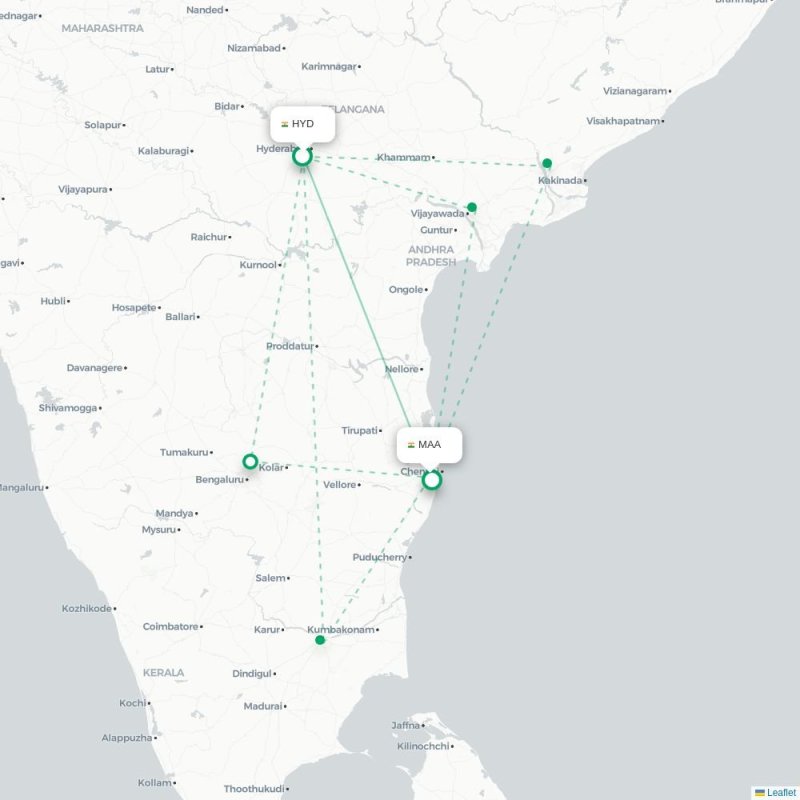 HYD - MAA route map