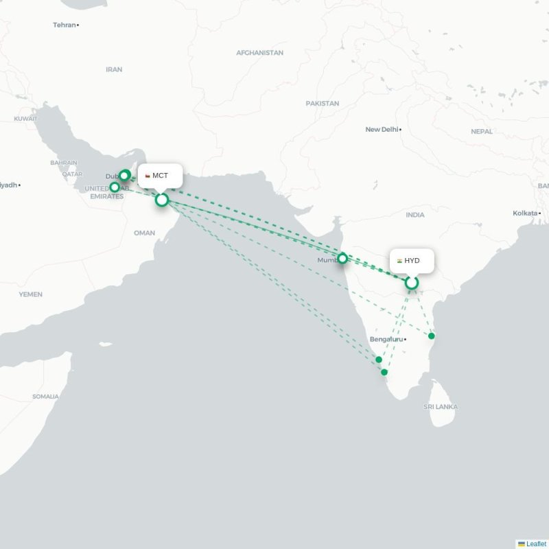 HYD - MCT route map