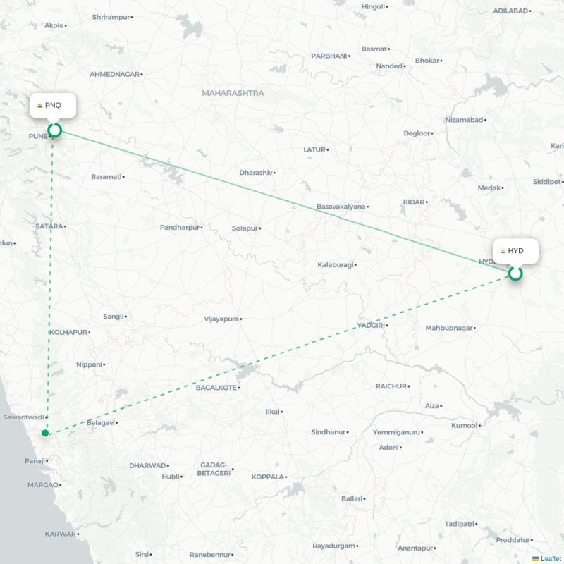 HYD - PNQ route map