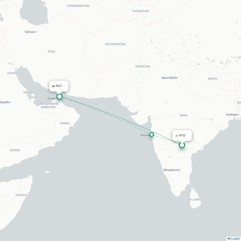 HYD - RKT route map