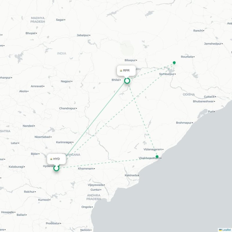HYD - RPR route map
