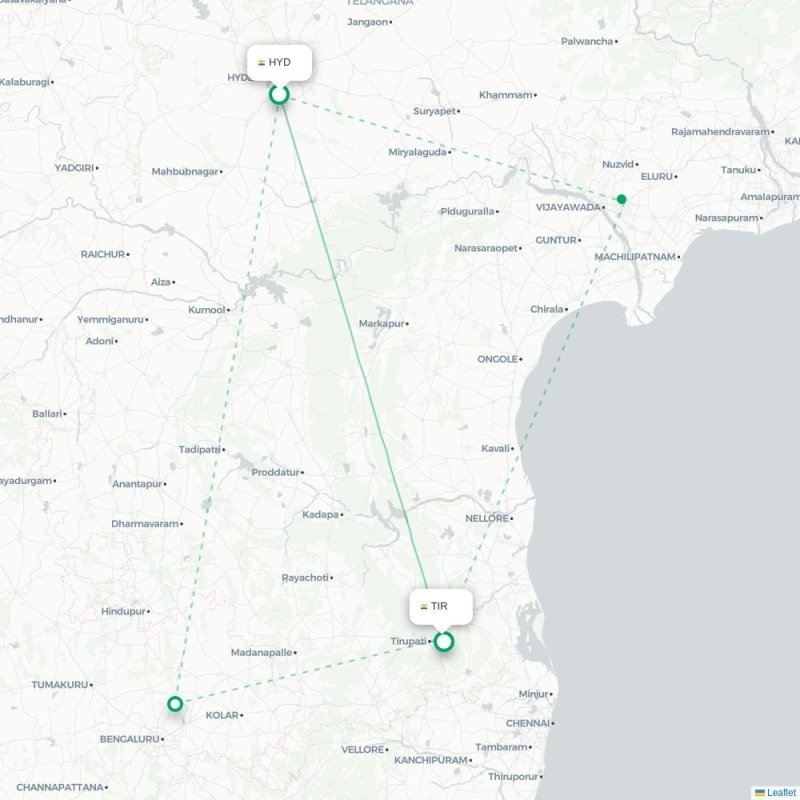 HYD - TIR route map