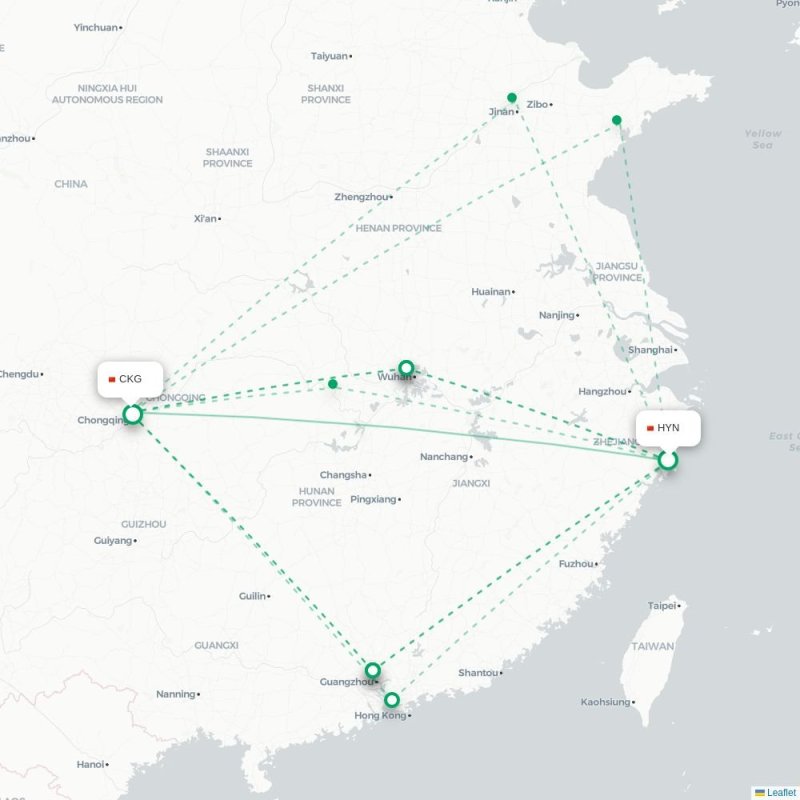 HYN - CKG route map