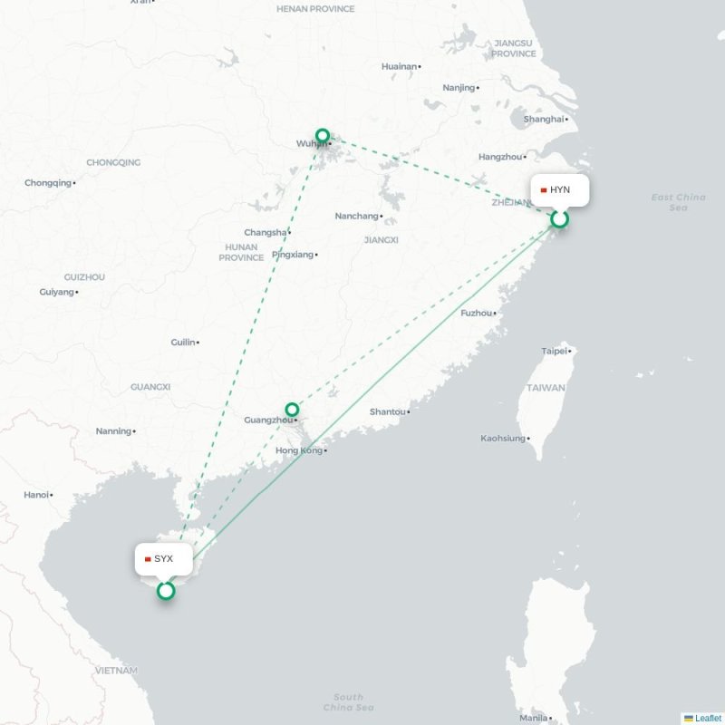 HYN - SYX route map