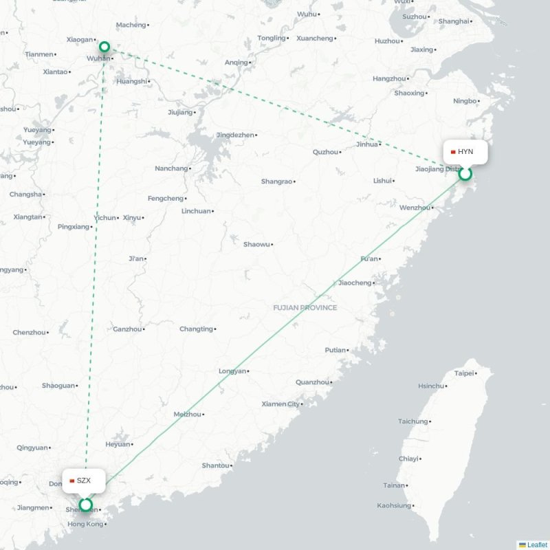HYN - SZX route map