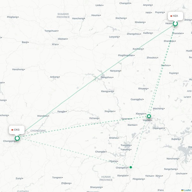 HZA - CKG route map