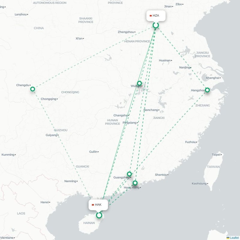 HZA - HAK route map