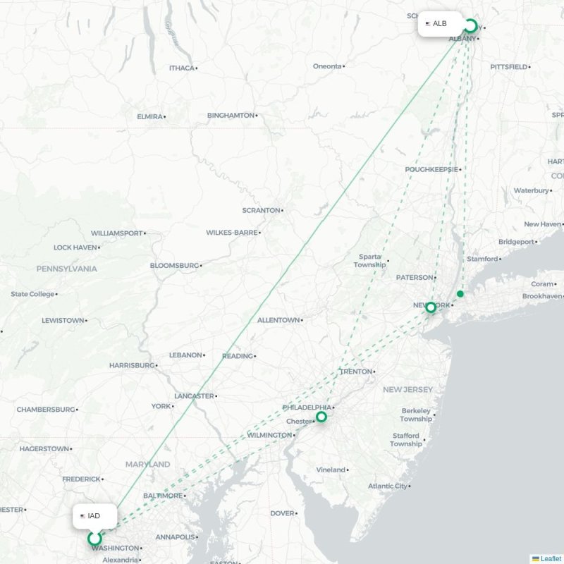 IAD - ALB route map