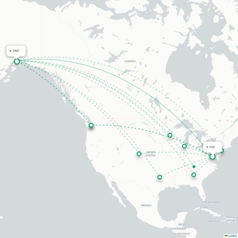 IAD - ANC route map