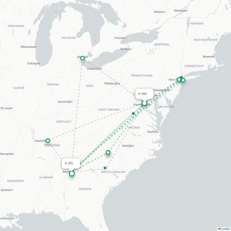 IAD - ATL route map