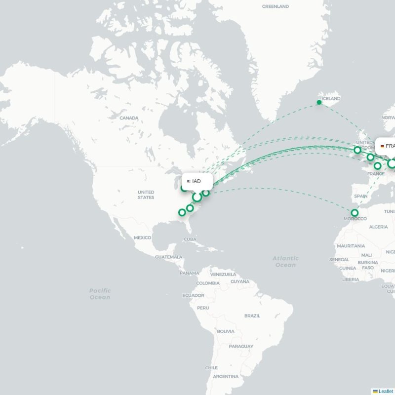 IAD - FRA route map
