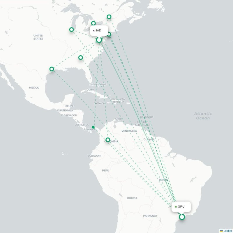 IAD - GRU route map
