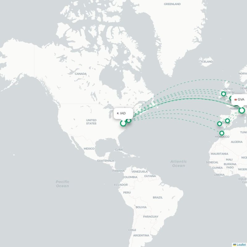 IAD - GVA route map
