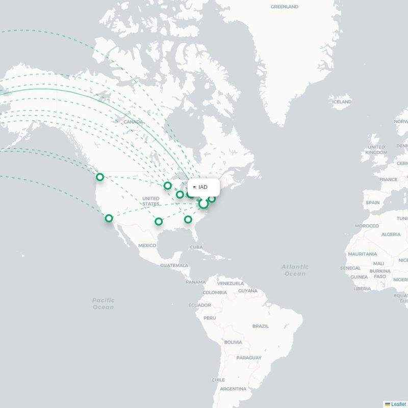 IAD - HND route map