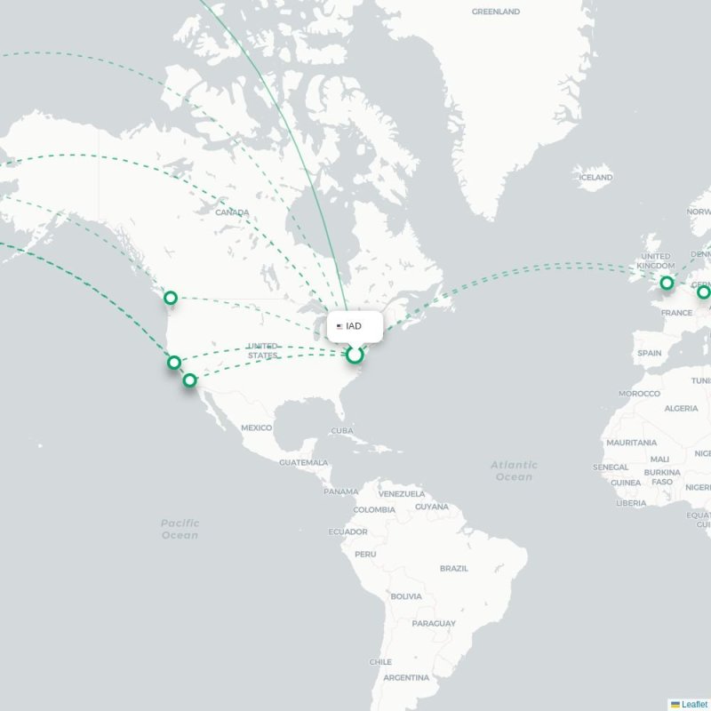 IAD - PEK route map