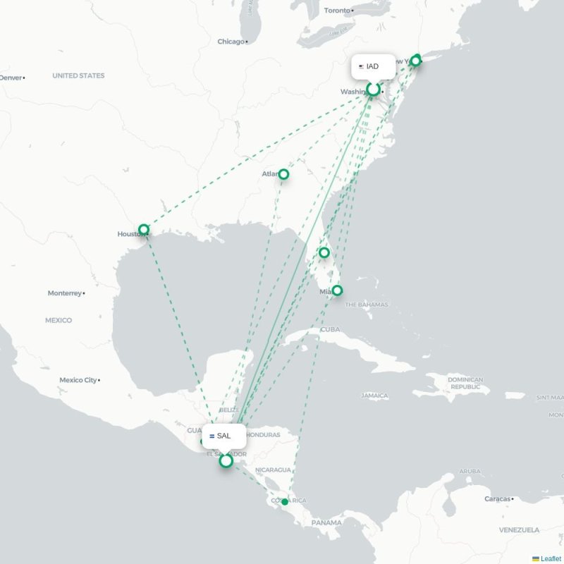 IAD - SAL route map
