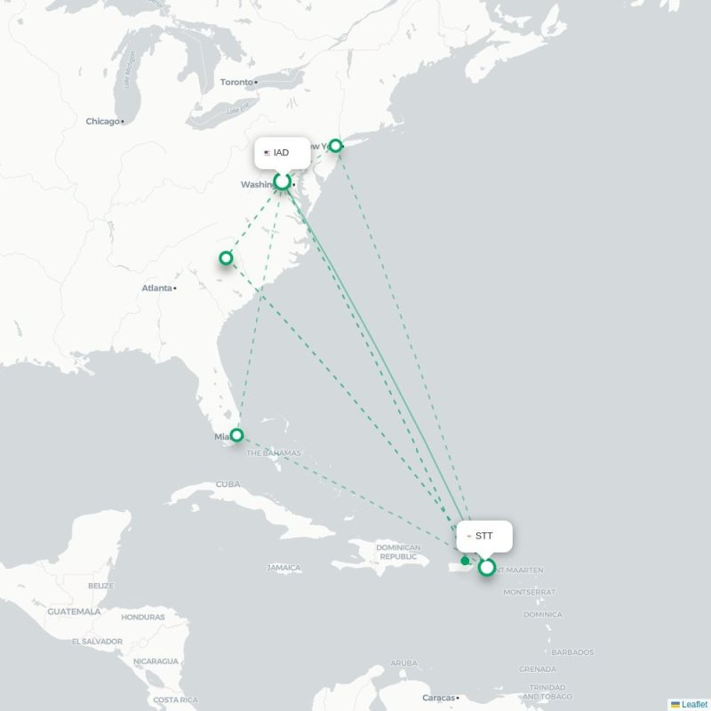 IAD - STT route map