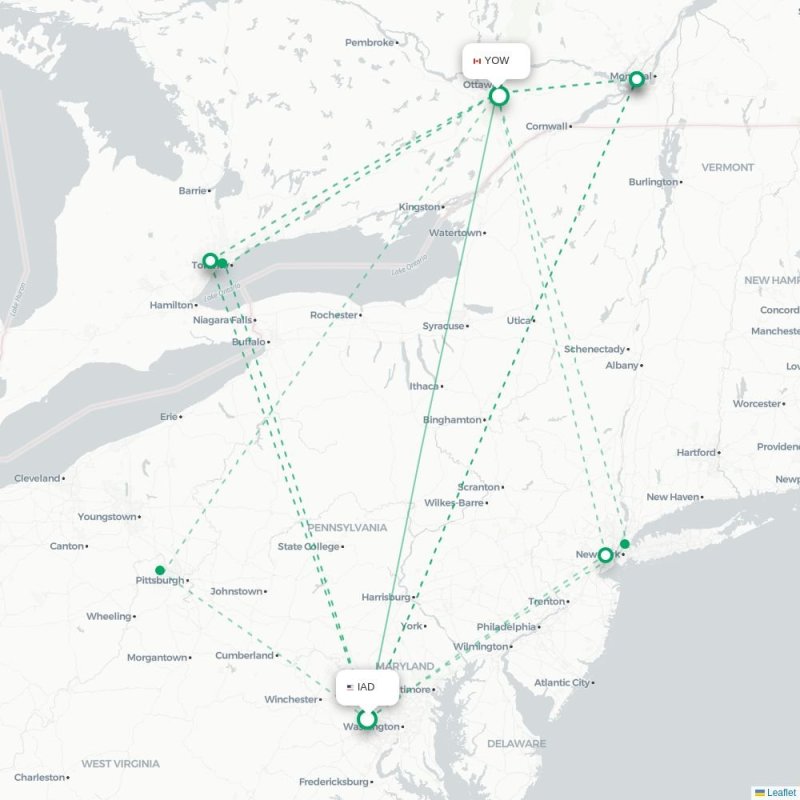 IAD - YOW route map