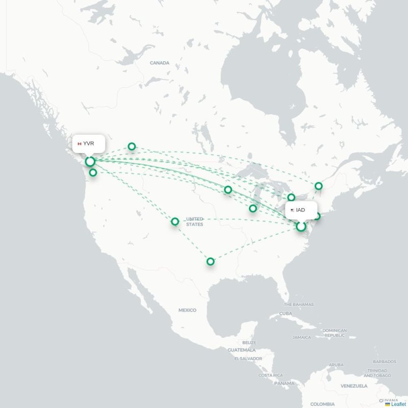 IAD - YVR route map