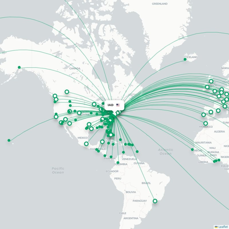 Route map Washington  IAD airport