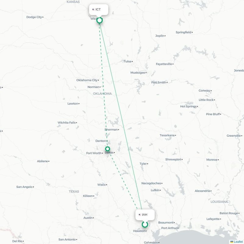 IAH - ICT route map